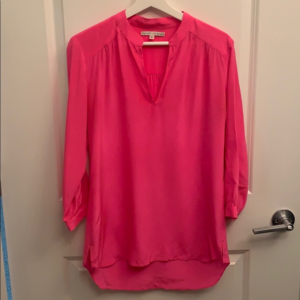 Amanda Uprichard pink silk blouse